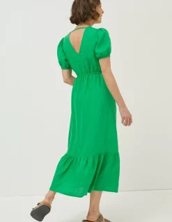 FatFace Vivvie Linen Midi Dress Bright Green Online