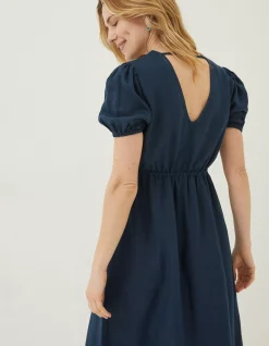 FatFace Vivvie Linen Midi Dress Navy Hot