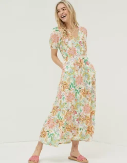 FatFace Vivvie Paradise Midi Dress Ivory Outlet