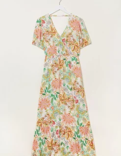 FatFace Vivvie Paradise Midi Dress Ivory Outlet