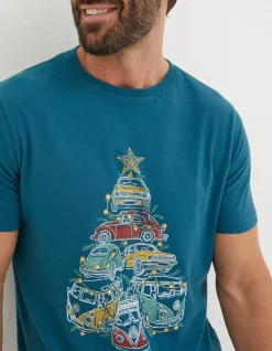 FatFace Vw Stacked T-Shirt Teal Blue New