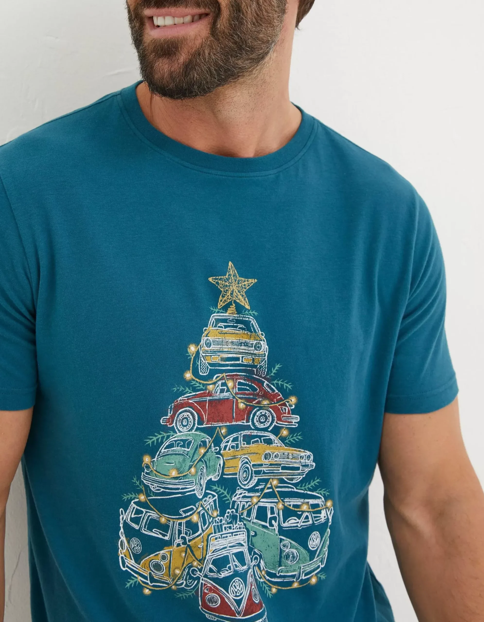 FatFace Vw Stacked T-Shirt Teal Blue New