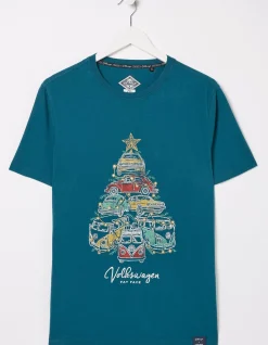FatFace Vw Stacked T-Shirt Teal Blue New