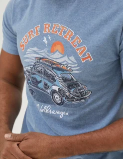 FatFace Vw Summer Starts T-Shirt Light Blue New