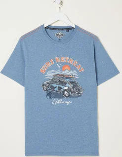 FatFace Vw Summer Starts T-Shirt Light Blue New