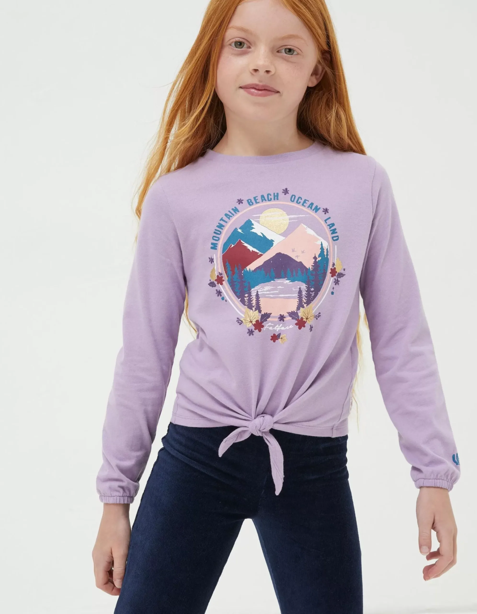 FatFace Waist Tie Long Sleeve T-Shirt Lilac Online