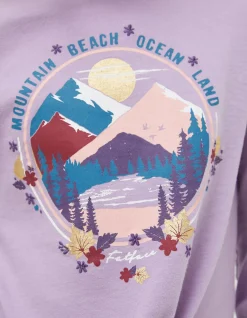 FatFace Waist Tie Long Sleeve T-Shirt Lilac Online