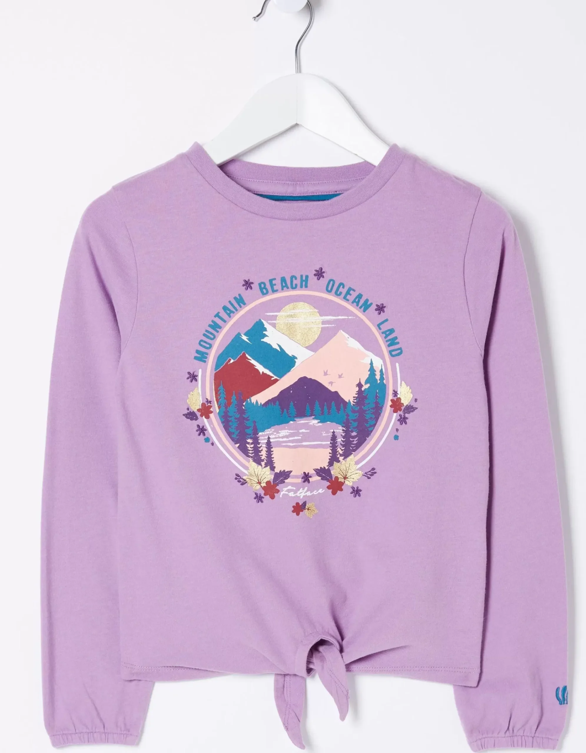 FatFace Waist Tie Long Sleeve T-Shirt Lilac Online