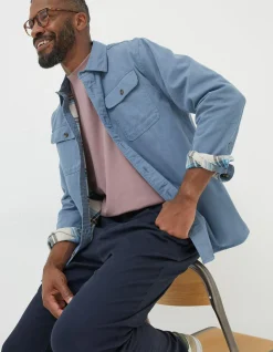 FatFace Walcot Overshirt Dusky Blue Sale
