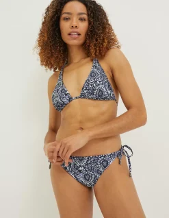 FatFace Watercolour Bikini Top Navy Outlet