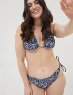 FatFace Watercolour Bikini Top Navy Outlet