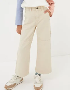 FatFace Waye Wide Leg Trousers Natural Clearance