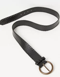 FatFace Whipstitch Western Belt Black New