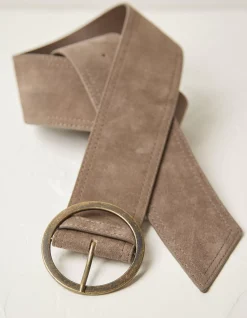 FatFace Wide Suede Waist Belt Light Stone Discount