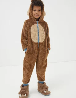 FatFace Wilfred Mammoth Onesie Brown Marl New