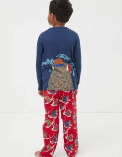 FatFace Wilfred Mammoth Pyjama Set Cherry Red