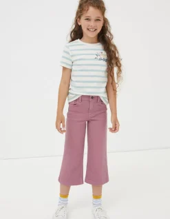 FatFace Willow Wide Leg Coloured Cropped Jeans Light Pink Hot