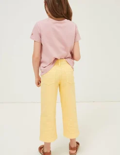 FatFace Willow Wide Leg Coloured Cropped Jeans Yellow New