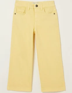 FatFace Willow Wide Leg Coloured Cropped Jeans Yellow New