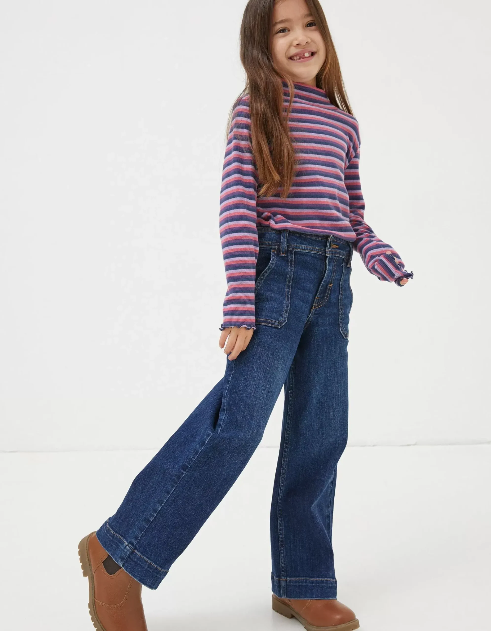 FatFace Willow Wide Leg Jeans Denim Blue Clearance