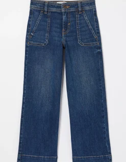 FatFace Willow Wide Leg Jeans Denim Blue Clearance