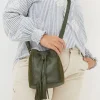 FatFace Winalie Leather Mini Bucket Bag Khaki Green Discount