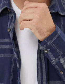 FatFace Windowpane Check Shirt Navy Marl Outlet