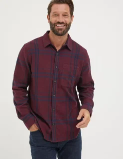 FatFace Windowpane Check Shirt Burg Marl Sale
