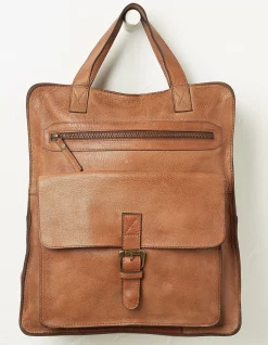 FatFace Windsor Leather Rucksack Chestnut Brown Sale