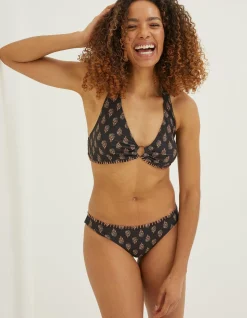 FatFace Woodblock Bikini Top Black Discount