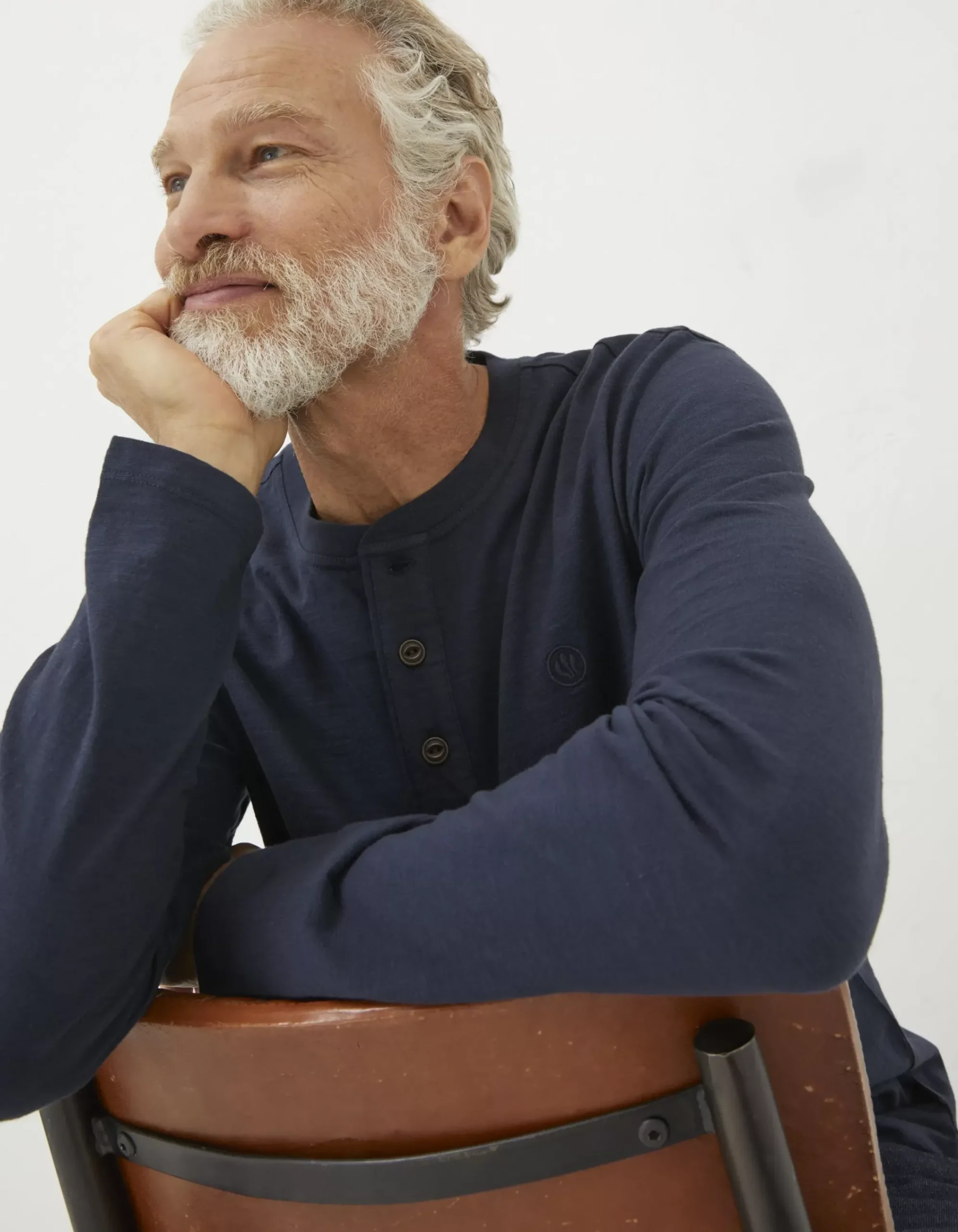 FatFace Woodside Slub Cotton Henley Navy Best