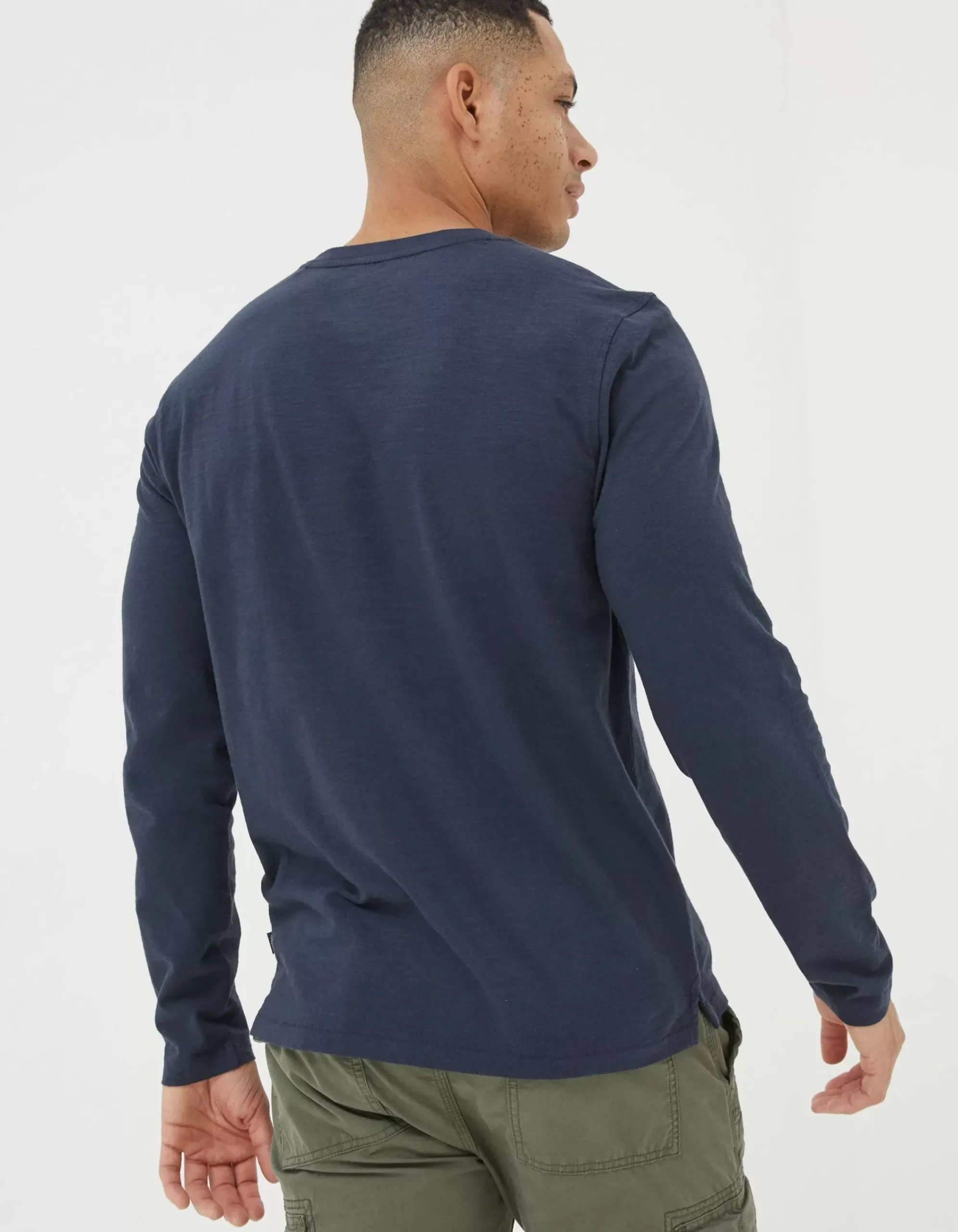FatFace Woodside Slub Cotton Henley Navy Best