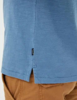 FatFace Woodside Slub Cotton Henley Light Denim Blue Sale