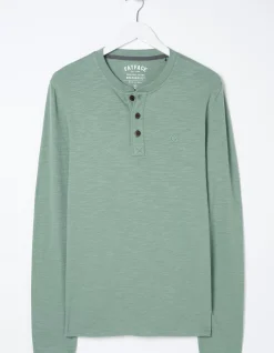 FatFace Woodside Slub Cotton Henley Sage Green Sale