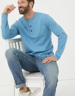 FatFace Woodside Slub Henley Washed Blue New