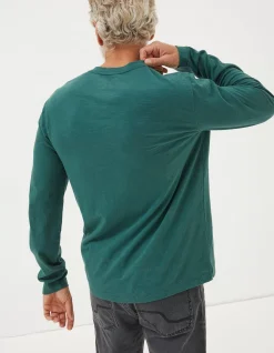 FatFace Woodside Slub Henley Jade Green Best