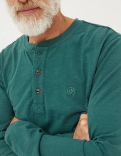 FatFace Woodside Slub Henley Jade Green Best