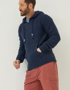 FatFace Woolacombe Button Hoodie Navy Outlet