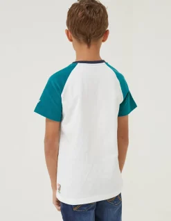 FatFace Word Bike Jersey T Shirt Off White New