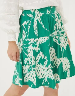 FatFace Wynne Textured Leaves Skirt Green