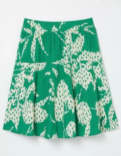 FatFace Wynne Textured Leaves Skirt Green